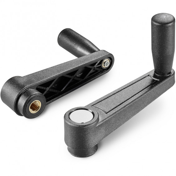 E219065.TM0801 crank handle with threaded insert and revolving handle R65 M08 black with gray cap Boteco