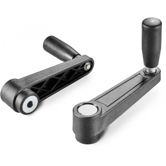 E221110.Td801 crank handle with smooth bore insert and revolving handle R110 d8 H10 black with gray cap Boteco