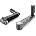 [B04-108-288] E222140.TP0501 crank handle with smooth bore insert and revolving handle R140 d5 H10 black with gray cap Boteco [E222140.TP0501]