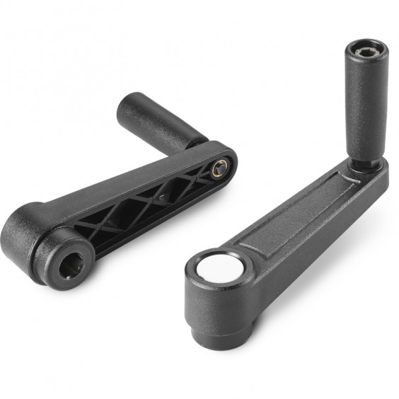 E230065.TE0801P crank handle with hexagonal hole and revolving handle R65 HEX8 black with gray cap Boteco