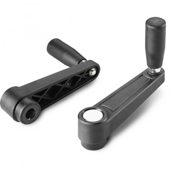 E231065.TE0601P crank handle with hexagonal hole and revolving handle R65 HEX6 black with gray cap Boteco