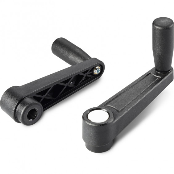 E232065.TE0601P crank handle with hexagonal hole and revolving handle R65 HEX6 black with gray cap Boteco