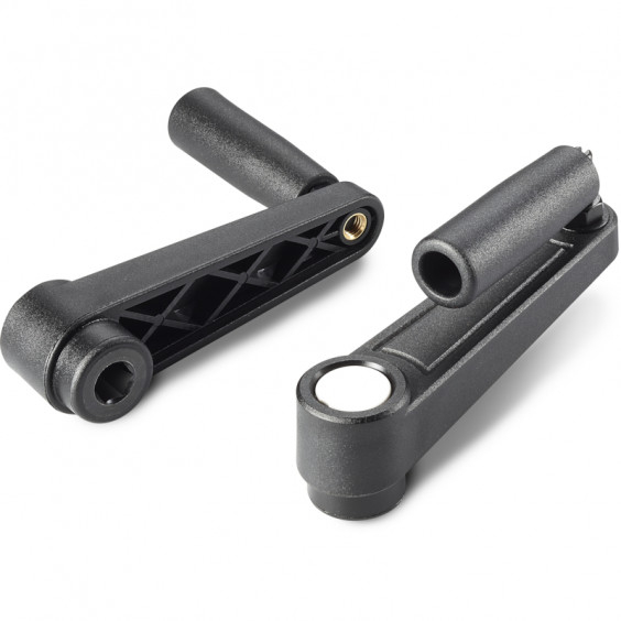 E240065.TE0601P crank handle with hexagonal hole insert and folding handle R65 HEX6 black with gray cap Boteco