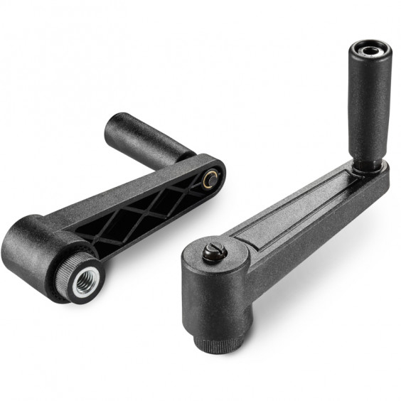 E518065.TM0801 indexed crank handle with threaded insert and revolving handle R065 M08 black Boteco