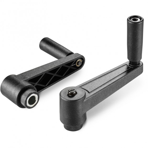 E520065.TP0501 indexed crank handle with smooth bore insert and revolving handle R65 d5 H10 black Boteco