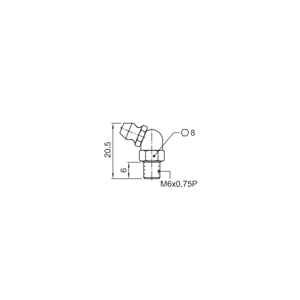 G-M6L elongated grease nipple PMI