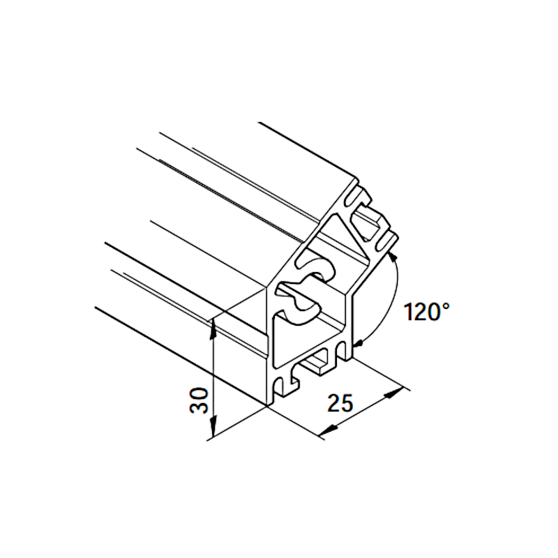 25.17.5100 profil 25x30 mk2025.17 1,24 kg/m 120°- dostępny do wyczerpania zapasów MK Technology