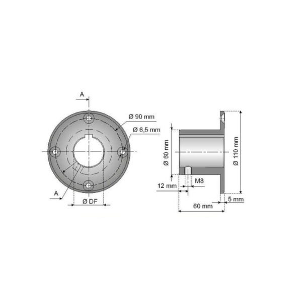 12773 hub for tangential sprockets HUB110-60R25M System Plast