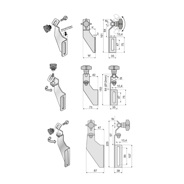 13S00001 bracket with eyebolt and knob INOX VG-213-12-01 System Plast