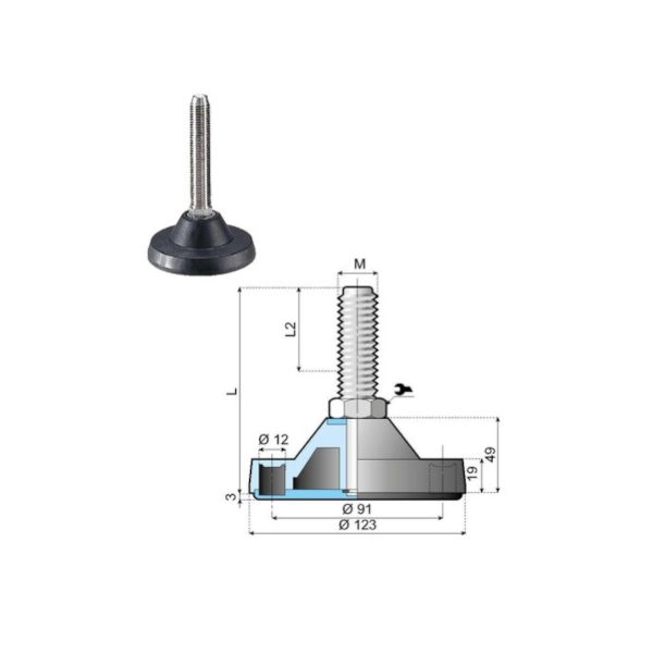 170451 fixed foot LAF123H-02B-PM16L155 System Plast