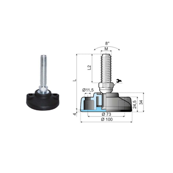 170705 articulated foot LAX100H-02-PM16L180 System Plast