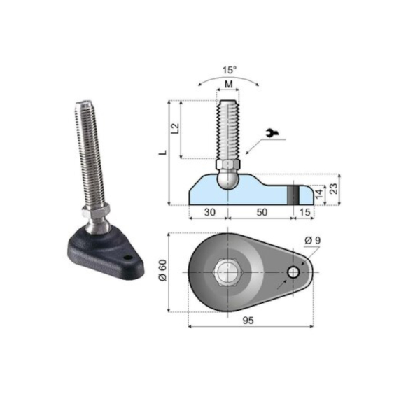 170911 articulated foot LA60S-01-PM16L195 System Plast