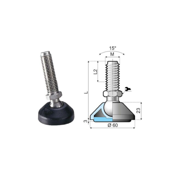 170966 articulated foot LA60H-01-PM10L105 System Plast