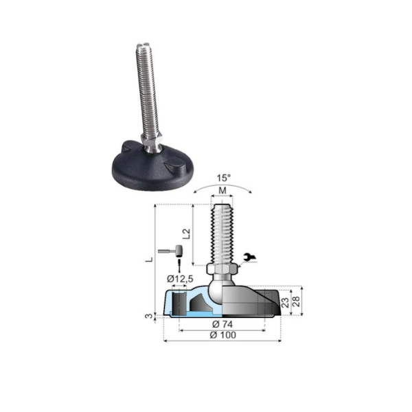 171144 articulated foot LA100H-PM16L185 System Plast