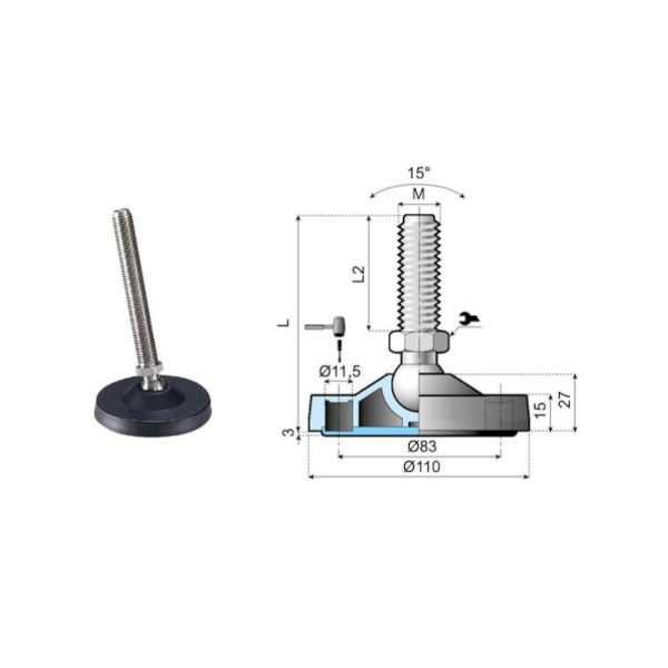 171207 articulated foot LA110H-02B-PM16L155 System Plast - discontinued product