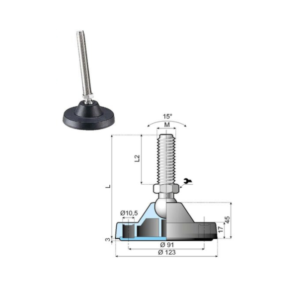 171271 articulated foot LA123H-02B-PM16L170 System Plast