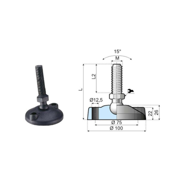 171390 articulated foot LA100SH-02-PM16L150 System Plast