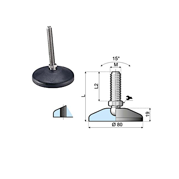 175006 articulated foot LA80SH-PM10L100 System Plast