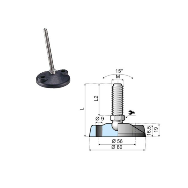 175064 articulated foot LA80S-02-SM16L100 System Plast