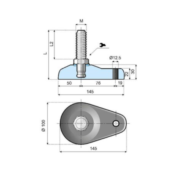 175211 fixed foot LAF100SH-01-SM20L190 System Plast