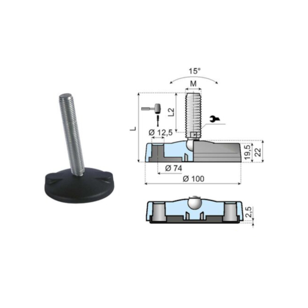 176401 articulated foot LA100E-02B-PM16L150 System Plast - discontinued product