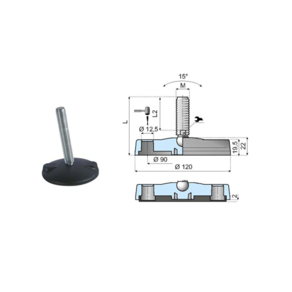 176500 articulated foot LA120E-02B-PM16L100 System Plast