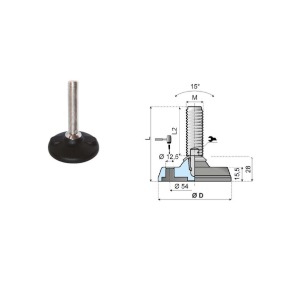 176577 articulated foot LAS80-02B-SM12L100 System Plast