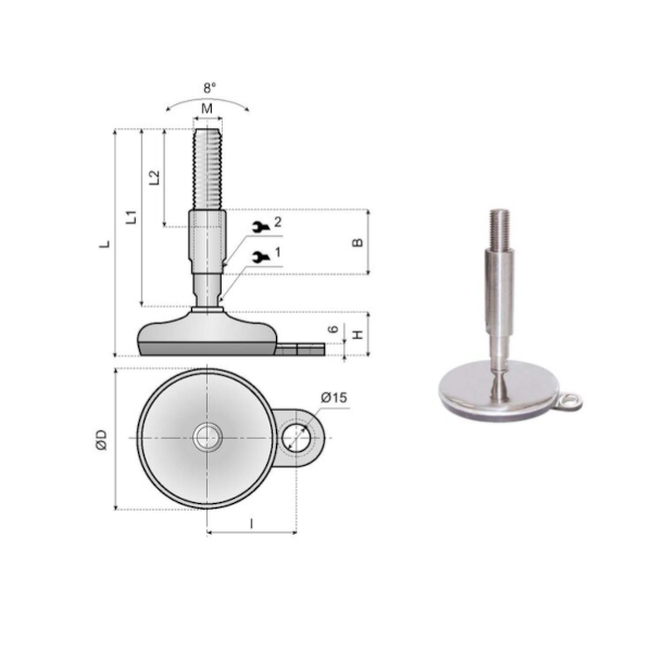 177351 fixed foot LSSC75-01-SM16L235 System Plast