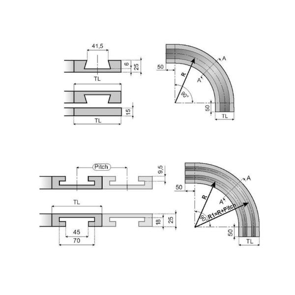 19015 curve track VT880B325R500T1D System Plast