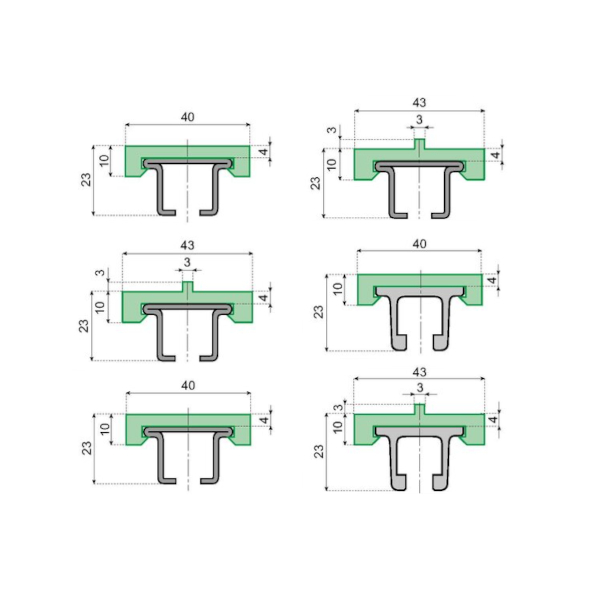 19098AS slide guide with metal profile VG-AP330CM-SD-10 System Plast