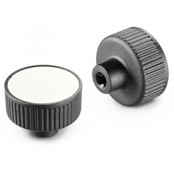 G130057.TM080113 knurled knob D57 M8 grey cap-black Boteco