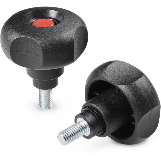 G63250.TM10X500101 handwheel with indexed insert and male thread 4L D50 M10x50 blackBoteco