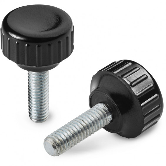 H18520.BM05X2001 Black knurled knob D20 M5x20 with screw drivers slot Boteco