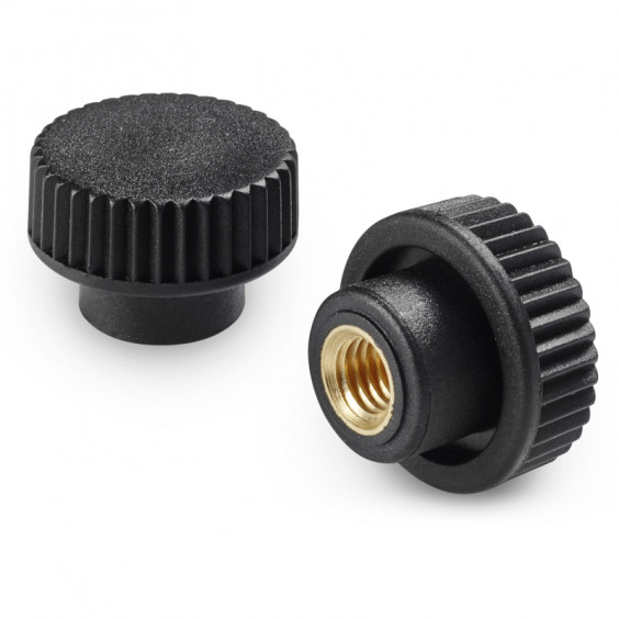 H75726.TM0501 Black solid knurled knob D26 M5 Boteco