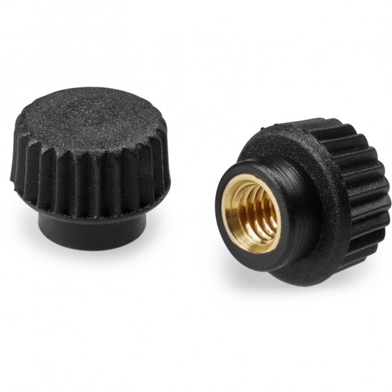 H75815.TM0401 Black knurled knob D15 M4 with hub Boteco