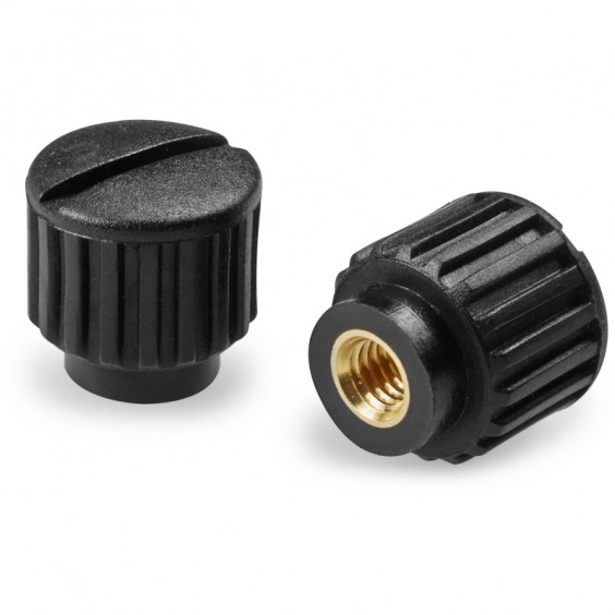 H77318.TM0401 Black knurled knob D18 M4 with screwdriver slot Boteco