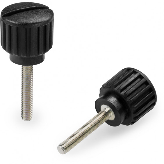 H77418.TM04X3001 Black knurled knob D18 M4x30 with screwdriver slot Boteco