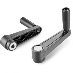 [B04-108-201] E216065.TP0501 crank handle with smooth bore insert and revolving handle R65 d5 black with gray cap Boteco [E216065.TP0501]