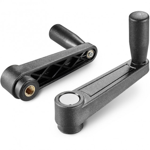 [B04-108-245] E219065.TM0801 crank handle with threaded insert and revolving handle R65 M08 black with gray cap Boteco (E219065.TM0801)