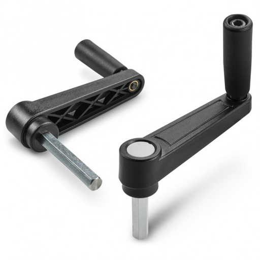 [B04-108-290] E224065.TE06X6001 crank handle with hexagonal stud and revolving handle R65 HEX6x60 black with gray cap Boteco (E224065.TE06X6001)