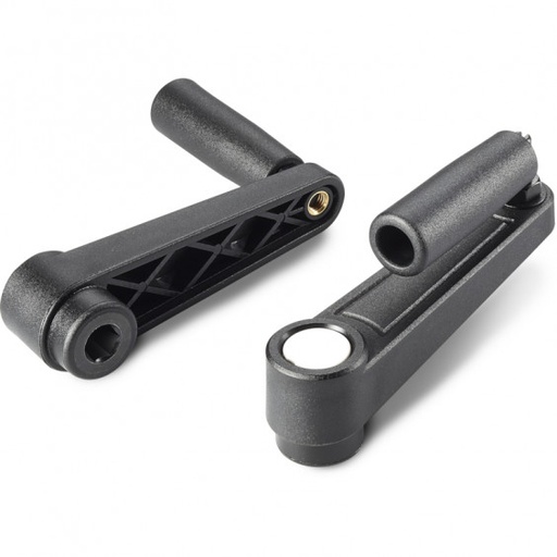 [B04-108-314] E240065.TE0601P crank handle with hexagonal hole insert and folding handle R65 HEX6 black with gray cap Boteco (E240065.TE0601P)