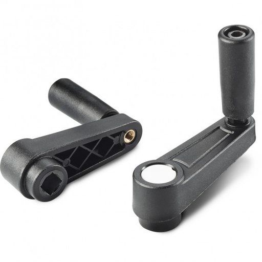 [B04-108-319] E330065.TQ0601P crank handle with square hole and revolving handle R65 SQ6 black with gray cap Boteco (E330065.TQ0601P)