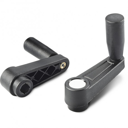 [B04-108-331] E332065.TQ0601P crank handle with square hole and revolving handle R65 SQ6 black with gray cap Boteco (E332065.TQ0601P)