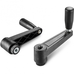 [B04-108-337] E513065.TM0801 indexed crank handle with threaded insert and revolving handle R65 M8 black Boteco [E513065.TM0801]