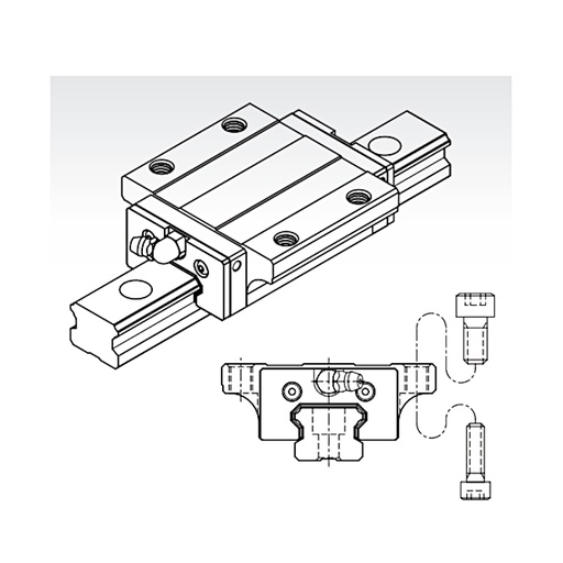 [L02-134-867] MSB 15 E SSF0N long flange trolley medium preload PMI (MSB15ESSF0N)