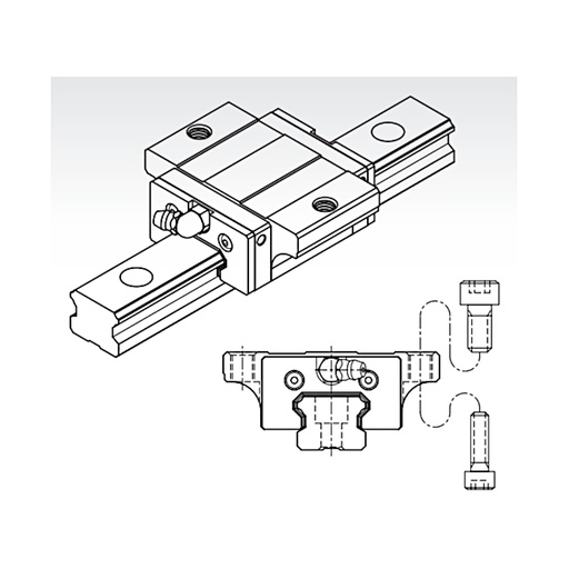 [L02-134-870] MSB 15 TE SSFCN short flange trolley light preload PMI (MSB15TESSFCN)