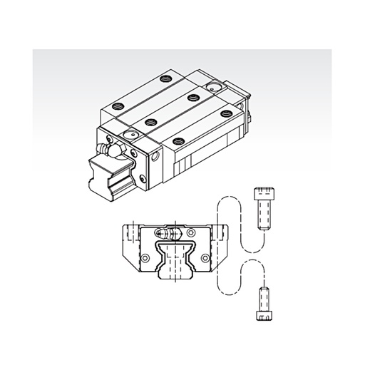 [L04-134-885] MSR 35 LE SSF0H long flange trolley medium preload PMI (MSR 35 LE SSF0H)