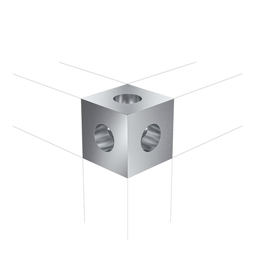 [M02-162-254] 25.50.3301 corner block with holes 3x series 25 (25.50.3301)