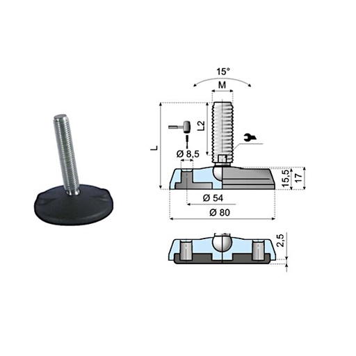 [P09-066-104] 170078 articulated foot LA80-02B-PM20L185 System Plast (170078)