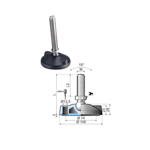 [P09-066-400] 171144 articulated foot LA100H-PM16L185 System Plast (171144)